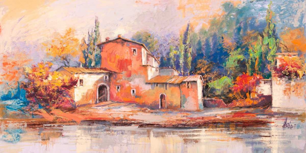 Wall Art Painting id:163218, Name: Case sul lago, Artist: Florio, Luigi