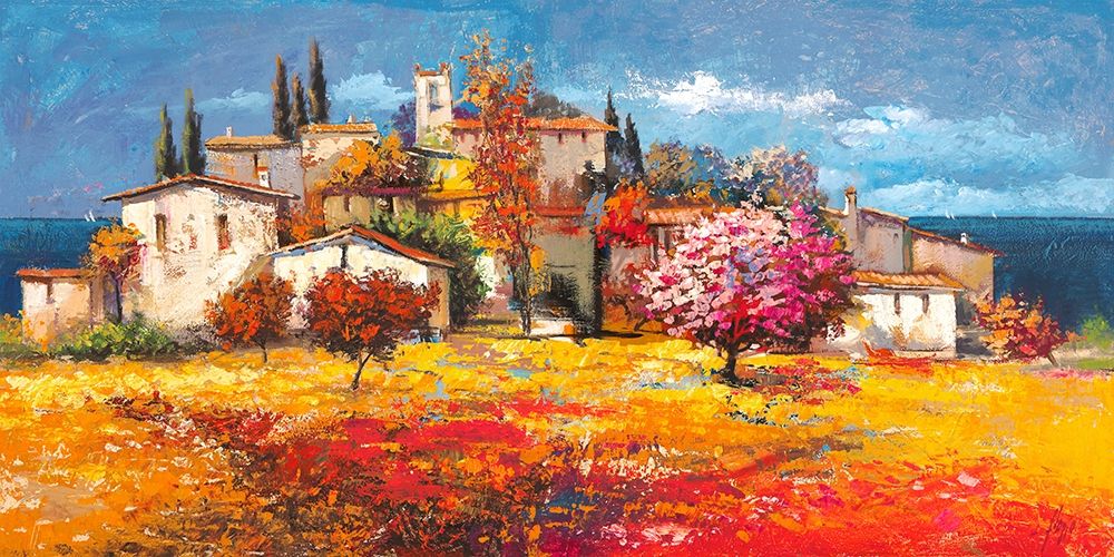 Wall Art Painting id:218494, Name: Borgo sul mare, Artist: Florio, Luigi