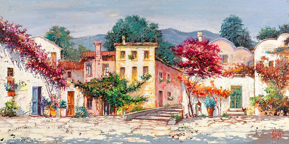 Wall Art Painting id:281119, Name: Paese mediterraneo, Artist: Florio, Luigi