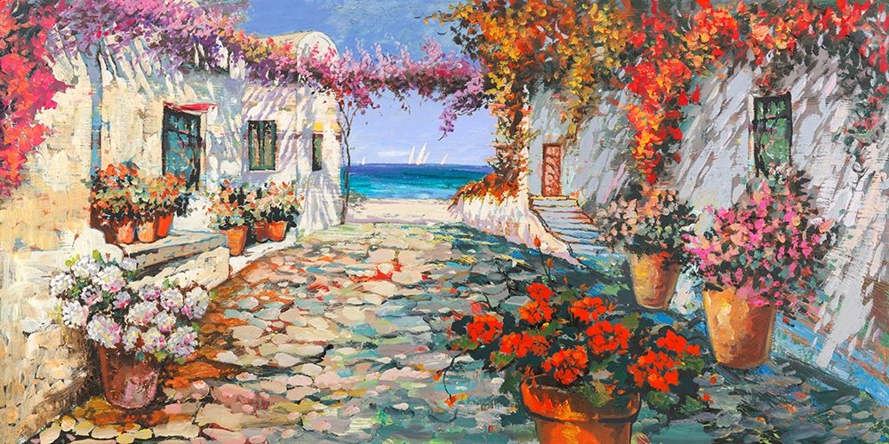 Wall Art Painting id:281120, Name: Piazzetta mediterranea, Artist: Florio, Luigi