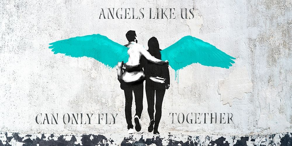 Wall Art Painting id:218505, Name: Angels Like Us (Aqua), Artist: Masterfunk Collective