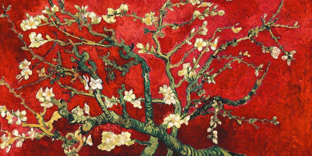 Wall art: Mandorlo in fiore (red variation, detail), by Van Gogh, Vincent