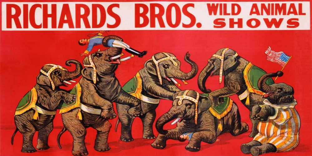 Wall Art Painting id:42916, Name: Richards Bros. Wild Animal Shows ca. 1925, Artist: Anonymous