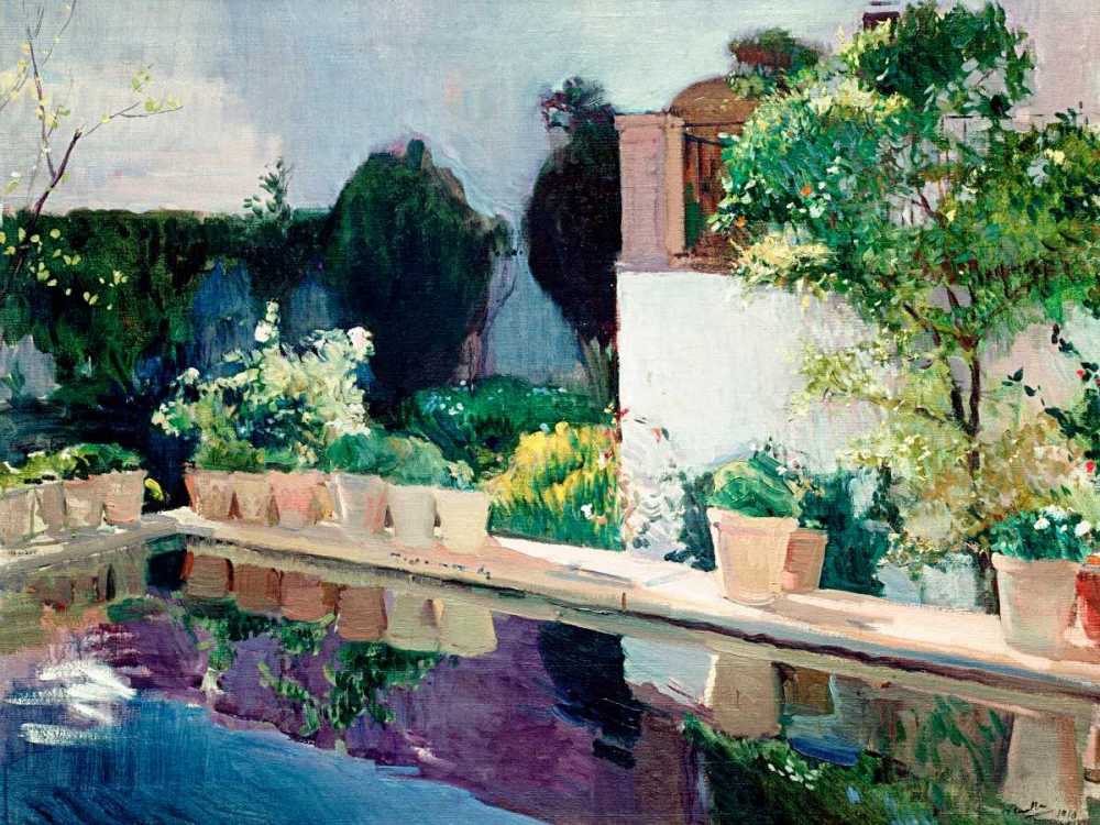 Wall Art Painting id:162932, Name: Palace of Pond, Royal Gardens in Seville, Artist: Sorolla y Bastida, Joaquin