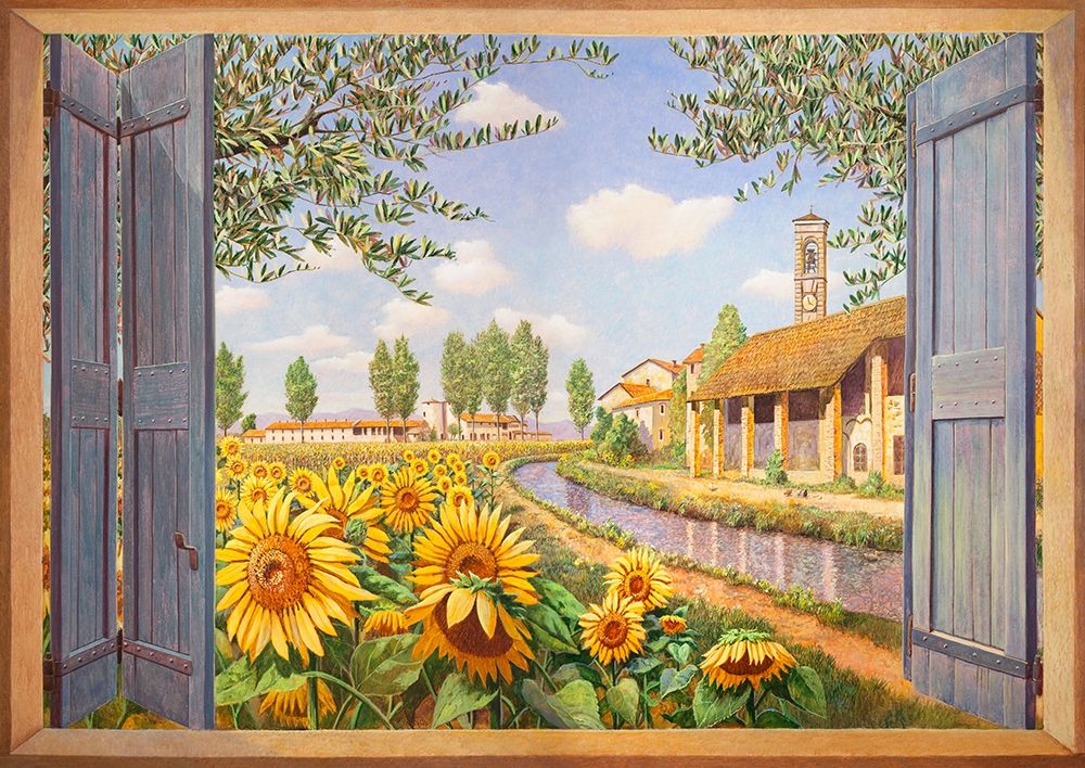 Wall Art Painting id:354083, Name: Casolare tra i girasoli, Artist: Del Missier, Andrea