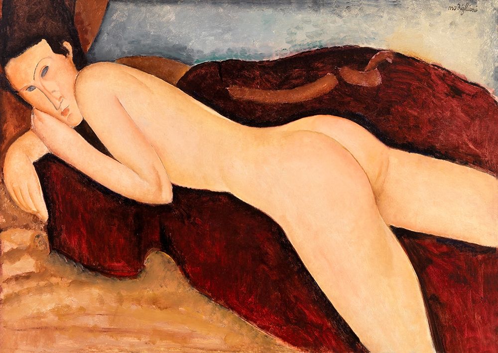 Wall Art Painting id:429056, Name: Reclining Nude from the Back, Artist: Modigliani, Amedeo