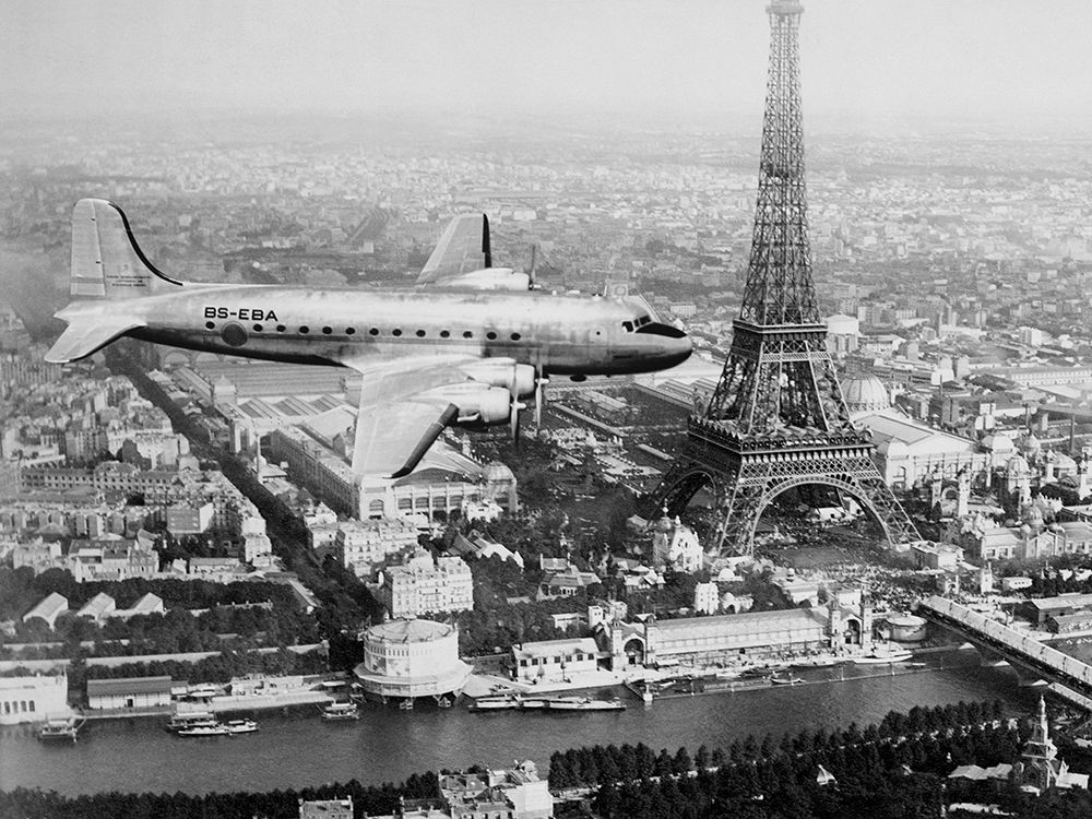 Wall art: Airplane over Paris, by Anonymous