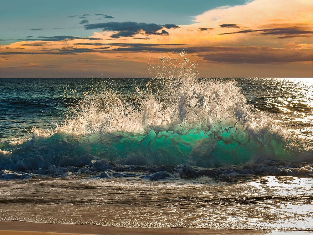 Art Print: Wave crashing on the beach, Kauai Island, Hawaii