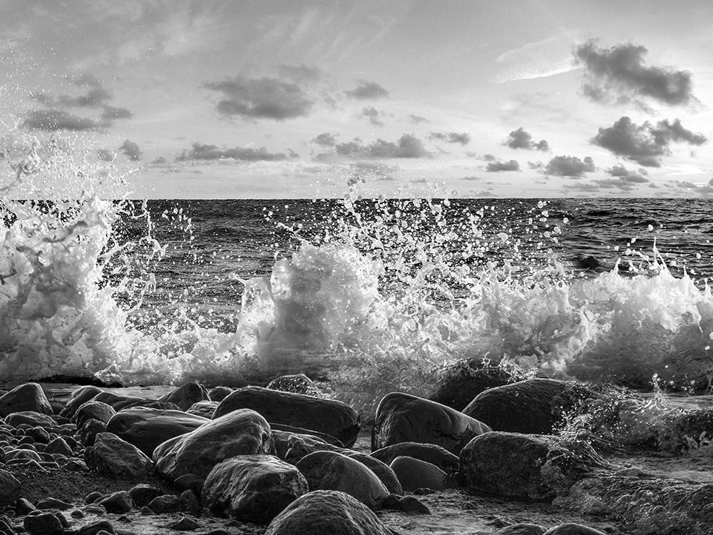 Art Print: Waves crashing, Point Reyes, California (BW)