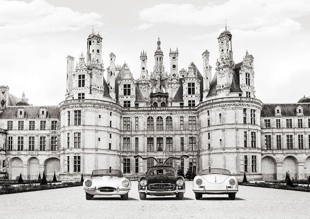 Art Print: Vintage Roadsters at French Castle
