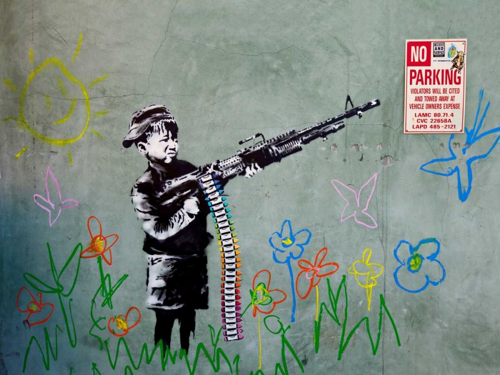 Wall art: Westwood Los Angeles-graffiti attributed to Banksy, by Anonymous