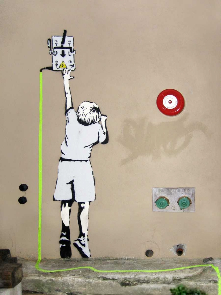 Wall Art Painting id:162738, Name: Boy – North 6th Avenue, NYC (graffiti attributed to Banksy), Artist: Anonymous (attributed to Banksy)