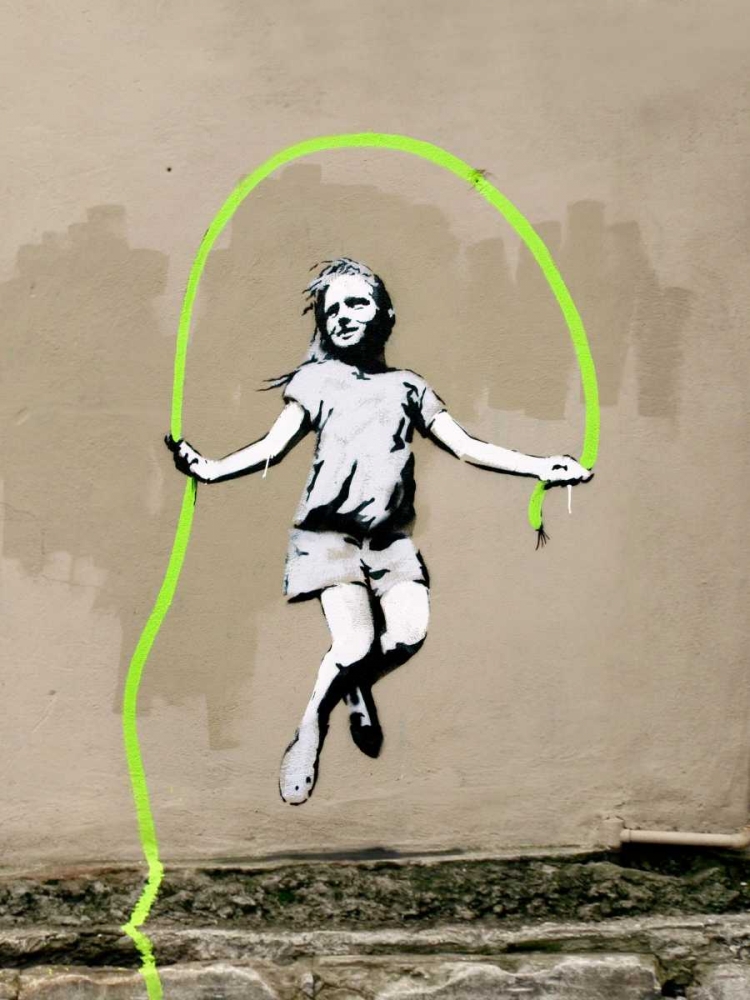 Art Print: Girl – North 6th Avenue, NYC (graffiti attributed to Banksy)