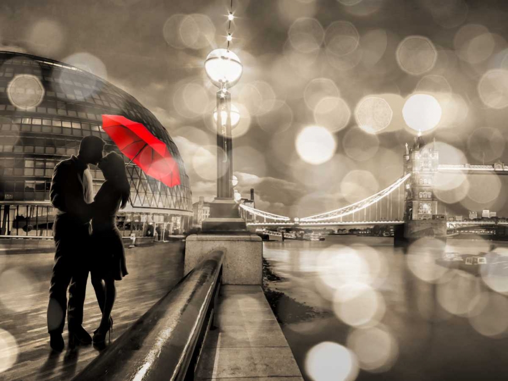 Art Print: Kissing in London (detail, BW)