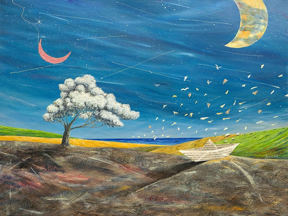 Art Print: La grande luna sta lì a guardare