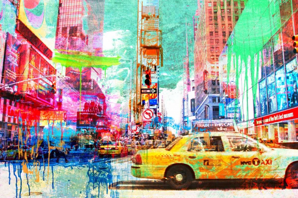 Wall Art Painting id:167438, Name: Taxis in Times Square 2.0, Artist: Chestier, Eric