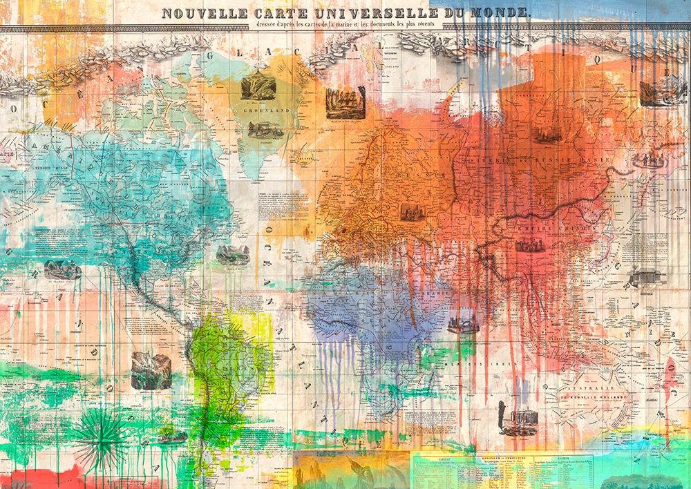 Wall Art Painting id:281019, Name: Map of the World 2.0, Artist: Chestier, Eric