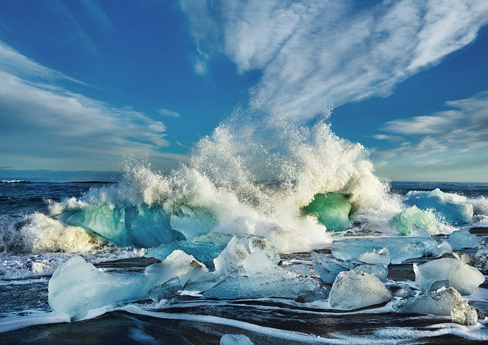 Wall art: Waves breaking, Iceland, by Krahmer, Frank