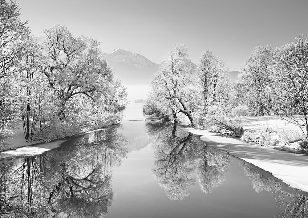 Wall art: Winter landscape at Loisach, Germany (BW), by Krahmer, Frank
