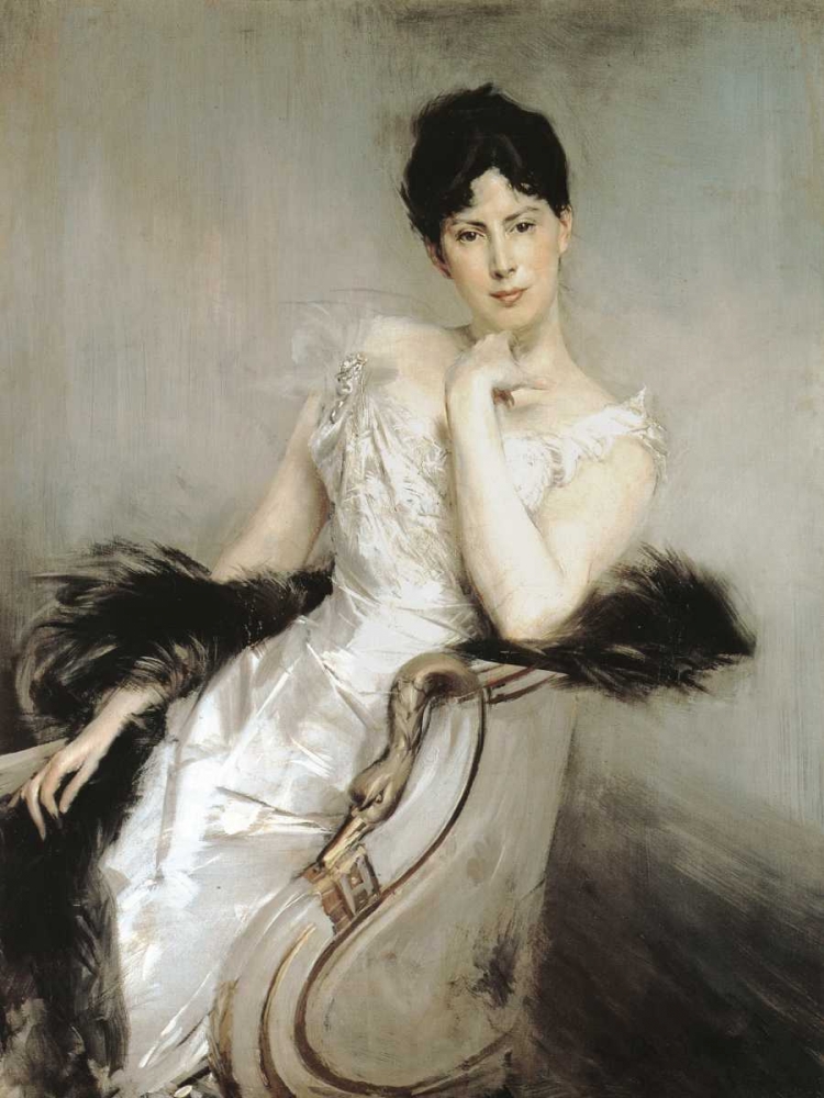 Wall Art Painting id:43968, Name: Signora in bianco, Artist: Boldini, Giovanni