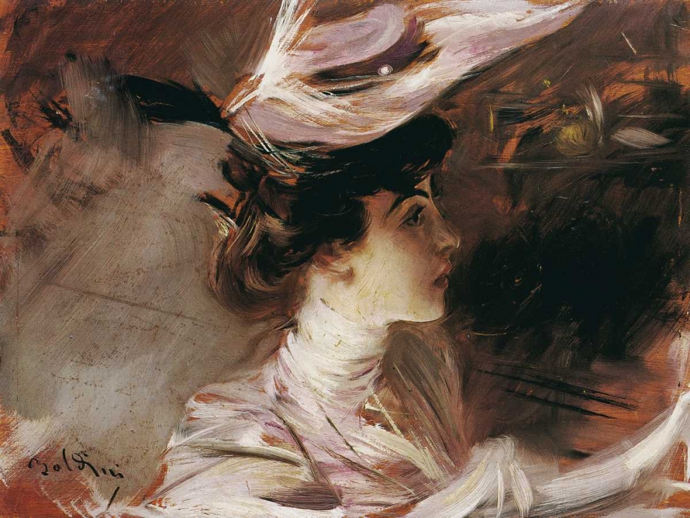 Wall Art Painting id:43970, Name: Il cappellino nuovo-Lina Cavalieri, Artist: Boldini, Giovanni