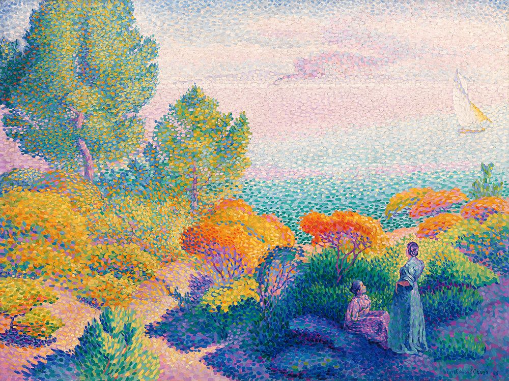 Wall Art Painting id:446424, Name: Two Women by the Shore, Mediterranean, Artist: Cross, Henri Edmond