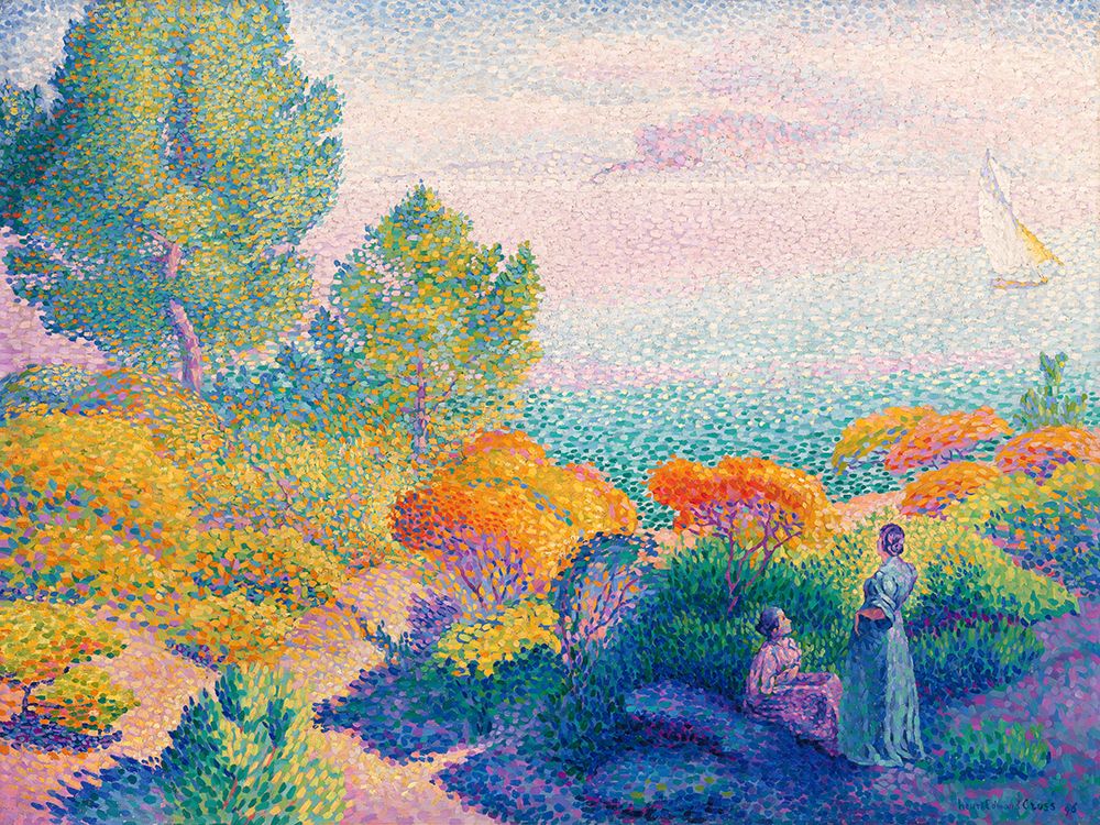 Art Print: Two Women by the Shore, Mediterranean