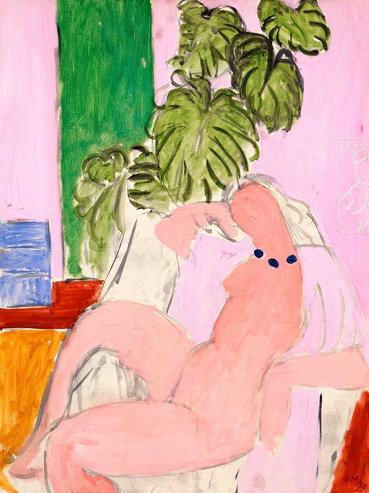 Wall Art Painting id:727070, Name: Nude in an armchair with a green plant, Artist: Matisse, Henri