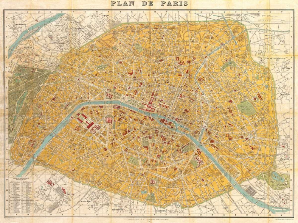Wall Art Painting id:65017, Name: Gilded Map of Paris, Artist: Joannoo