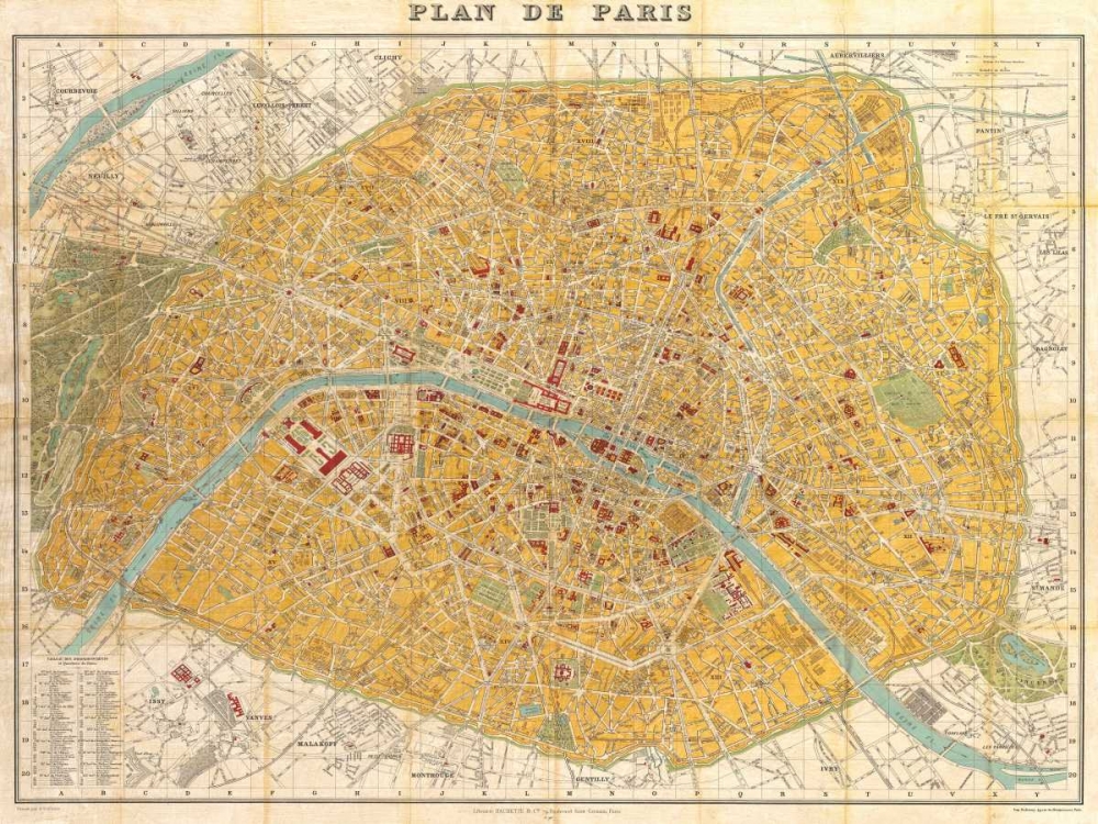 Art Print: Gilded Map of Paris