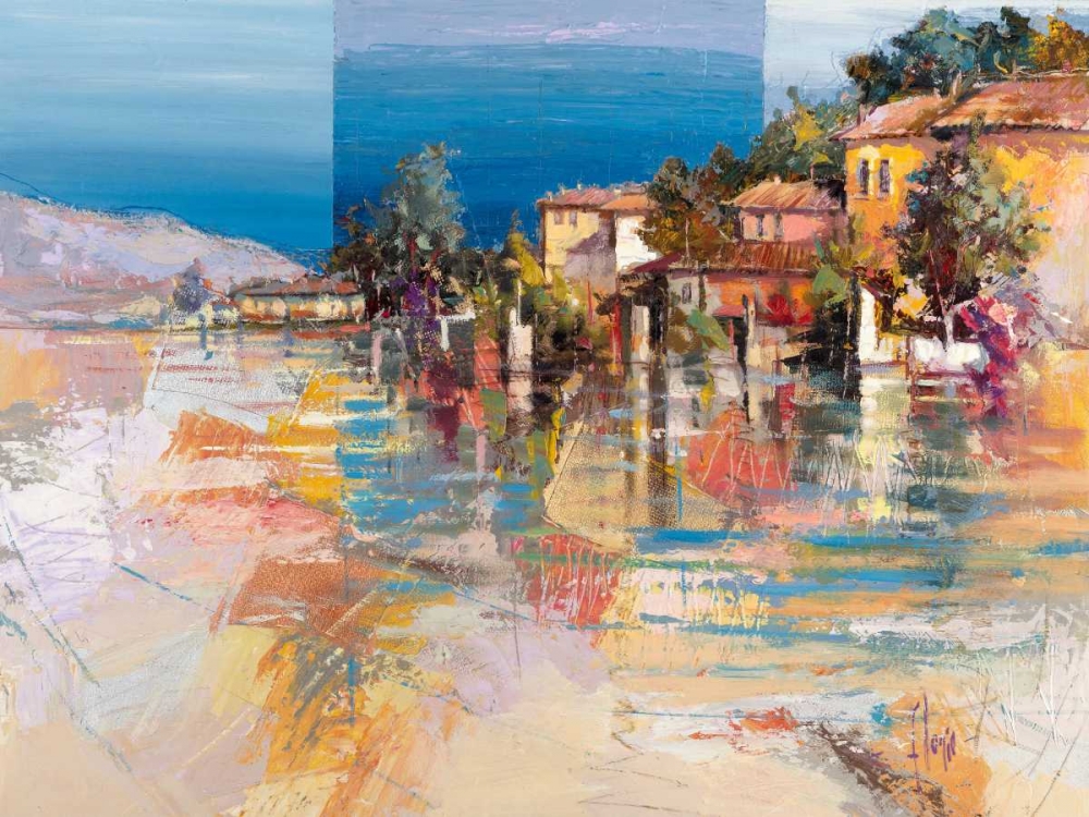 Wall Art Painting id:43517, Name: Paese sul lago, Artist: Florio, Luigi