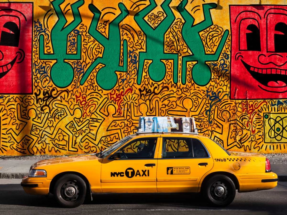 Wall Art Painting id:118136, Name: Taxi and mural painting, NYC, Artist: Setboun, Michel