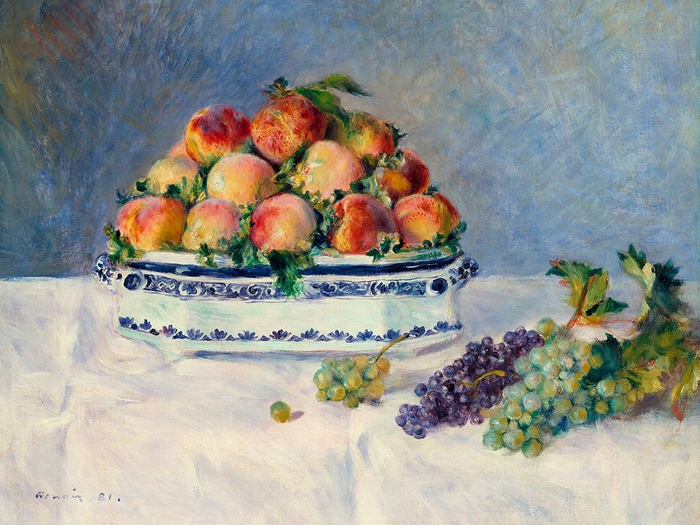 Wall Art Painting id:354237, Name: Still Life with Peaches and Grapes, Artist: Renoir, Pierre-Auguste