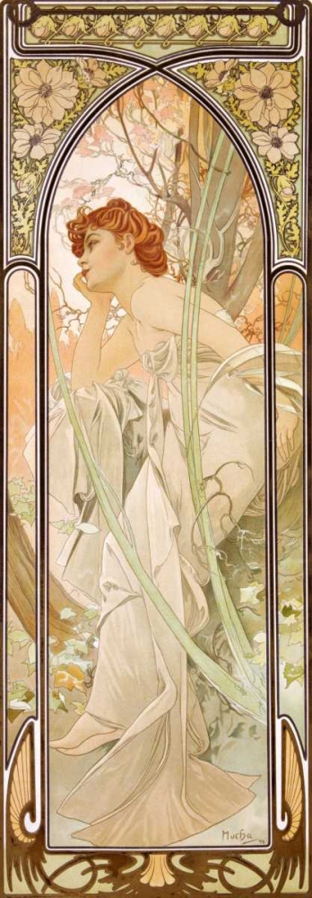 Wall Art Painting id:118187, Name: Times of the Day: Evening, Artist: Mucha, Alphonse