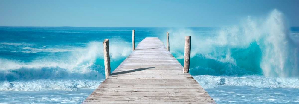 Art Print: Ocean Waves on a Jetty