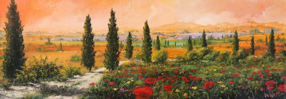 Wall Art Painting id:43537, Name: Il viale dei cipressi, Artist: Marzari, Tebo