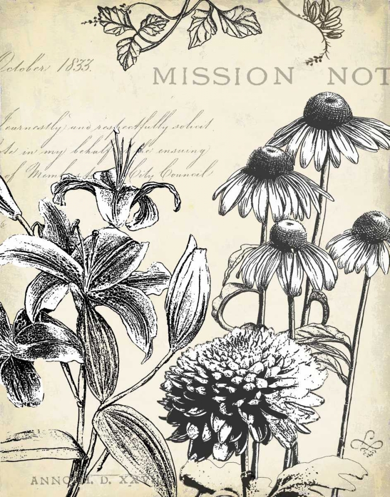 Wall Art Painting id:143048, Name: Pen and Ink Floral Study III , Artist: Cusson, Marie-Elaine