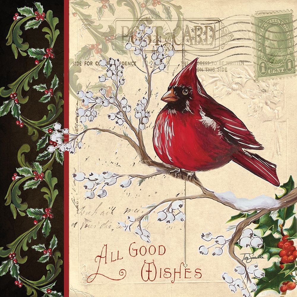 Wall art: Christmas Bird Postcard III, by Tre Sorelle Studios