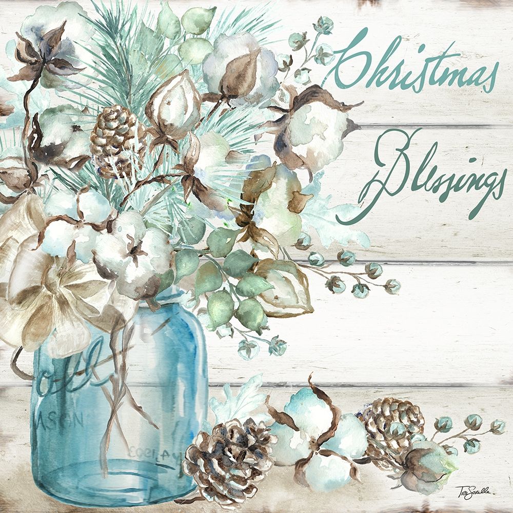 Art Print: Christmas Blessings Mason Jar square