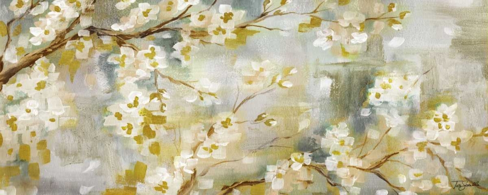 Wall art: Golden Cherry Blossoms Panel, by Tre Sorelle Studios