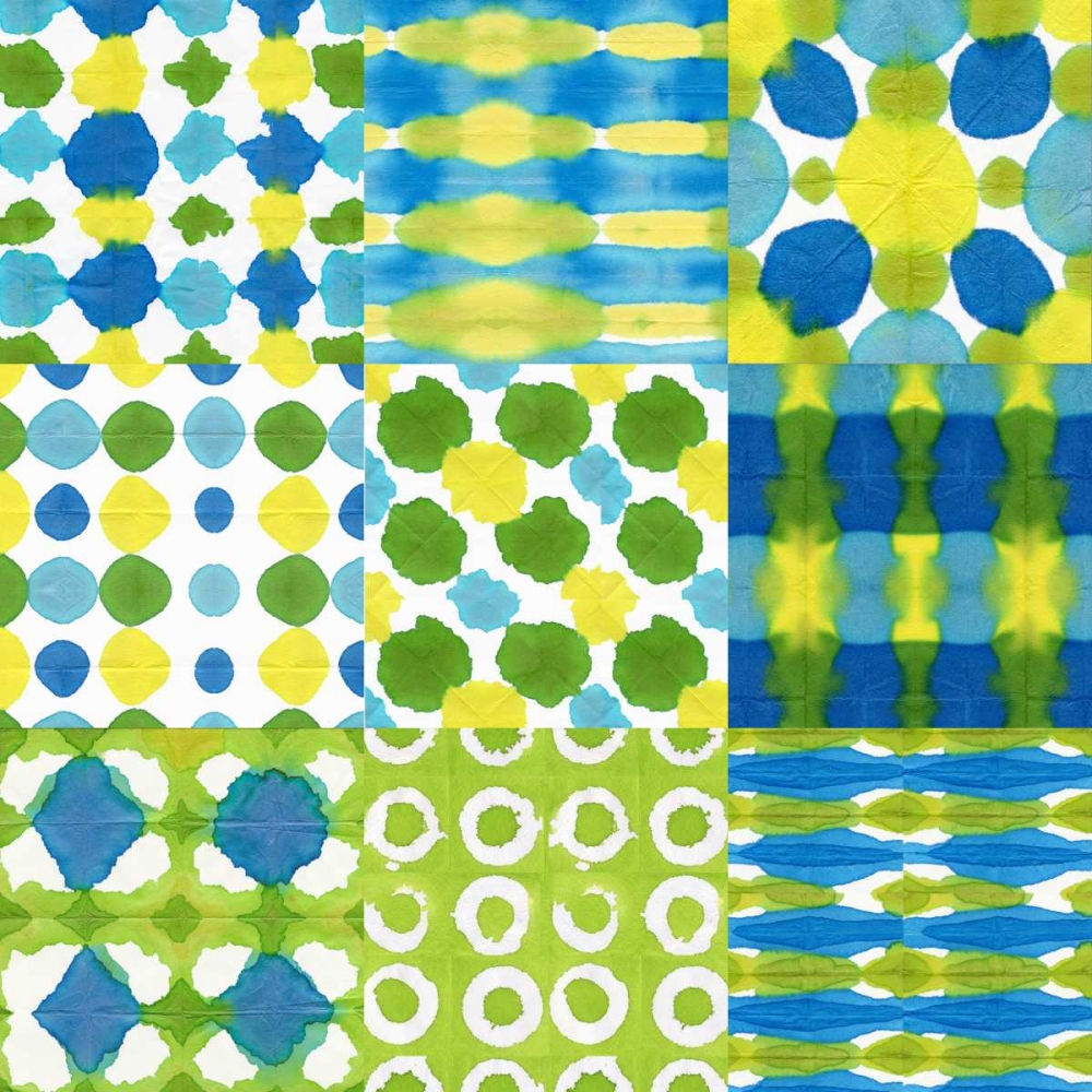 Wall Art Painting id:171756, Name: Watermark Blue Green 9 Patch, Artist: Nancy Green Design