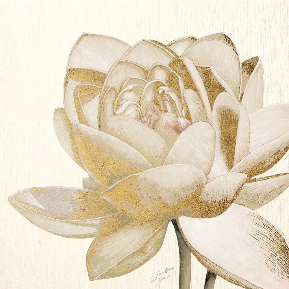 Wall Art Painting id:197533, Name: Vintage Lotus Cream II, Artist: Cusson, Marie-Elaine