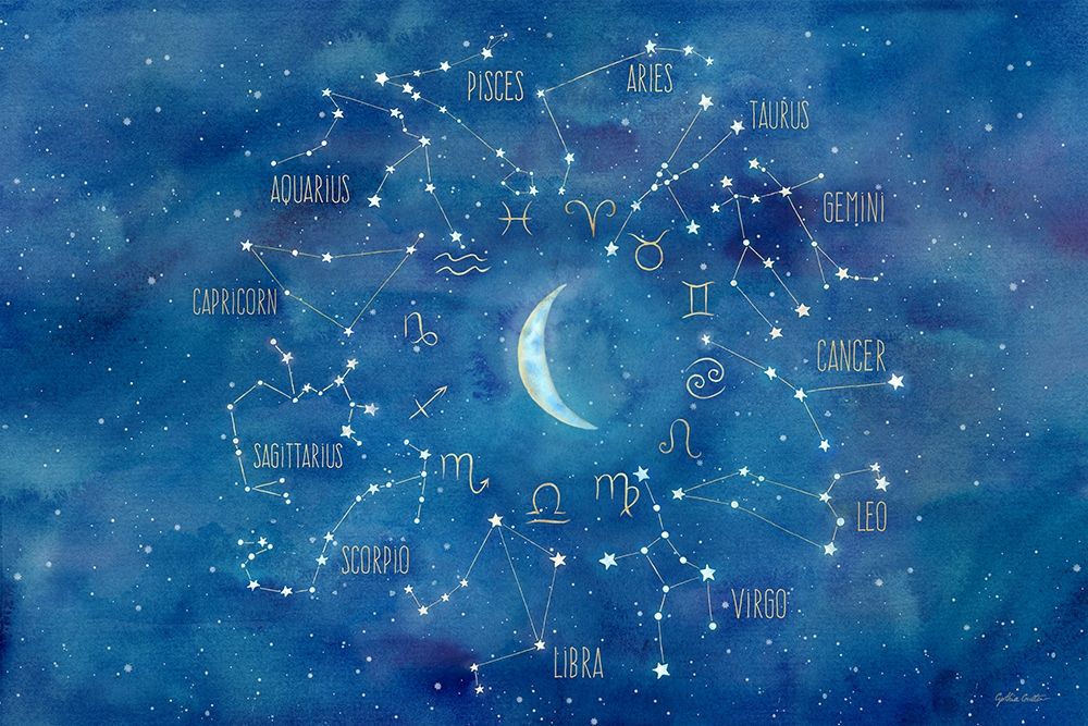 Wall Art Painting id:212331, Name: Star Sign with Moon Landscape, Artist: Coulter, Cynthia