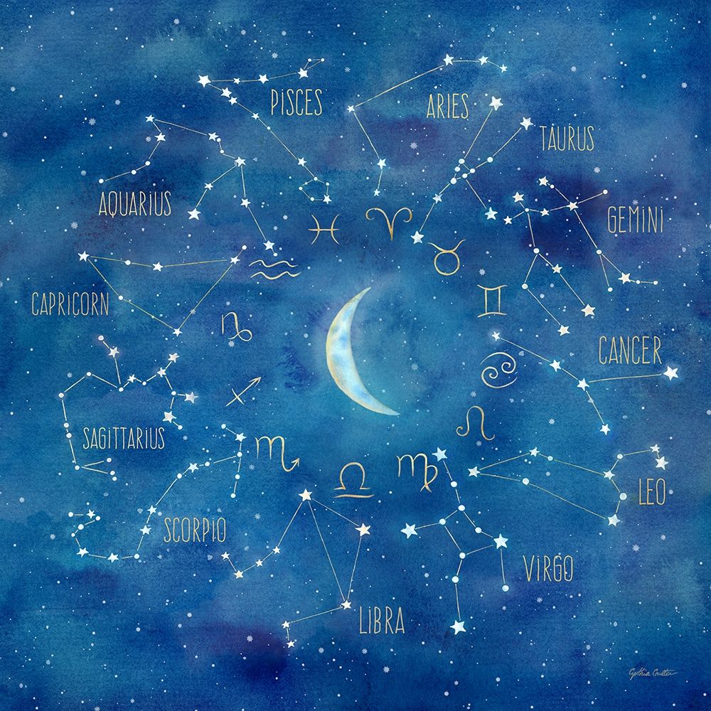 Wall Art Painting id:212332, Name: Star Sign with Moon Square, Artist: Coulter, Cynthia