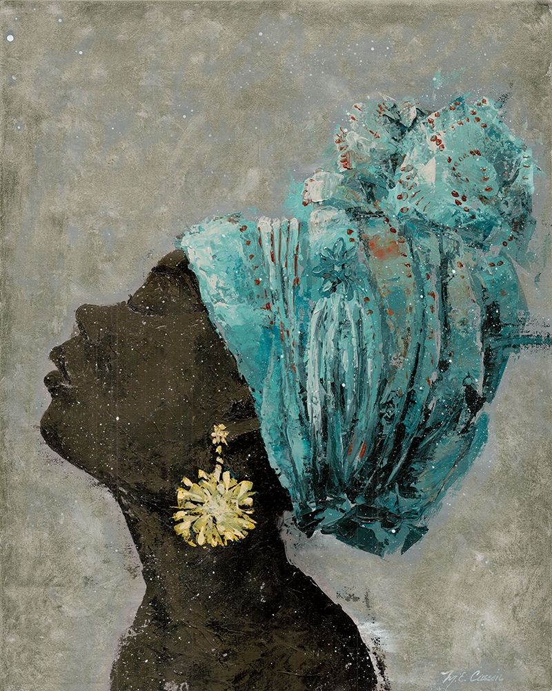 Art Print: Profile of a Woman II (gold earring)