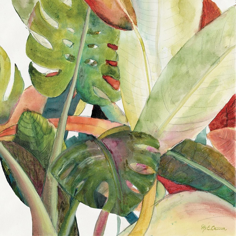 Wall Art Painting id:226121, Name: Tropical Lush Garden square I, Artist: Cusson, Marie-Elaine