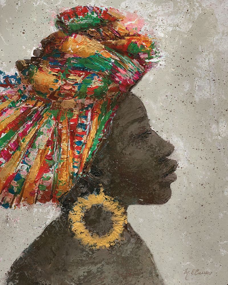 Wall art: Portrait of a Woman I (gold hoop), by Cusson, Marie-Elaine