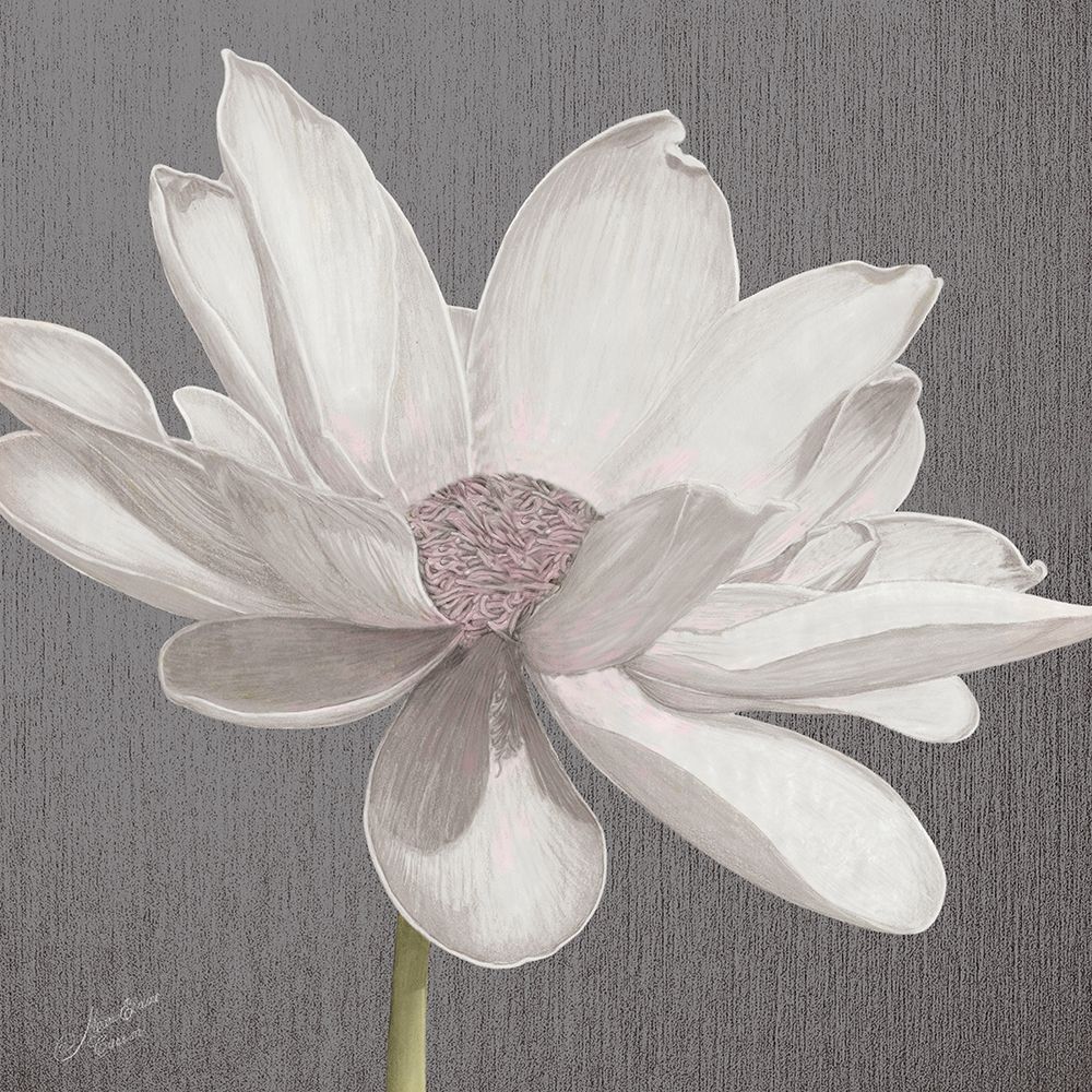 Wall Art Painting id:270470, Name: Vintage Lotus on Grey I, Artist: Cusson, Marie-Elaine