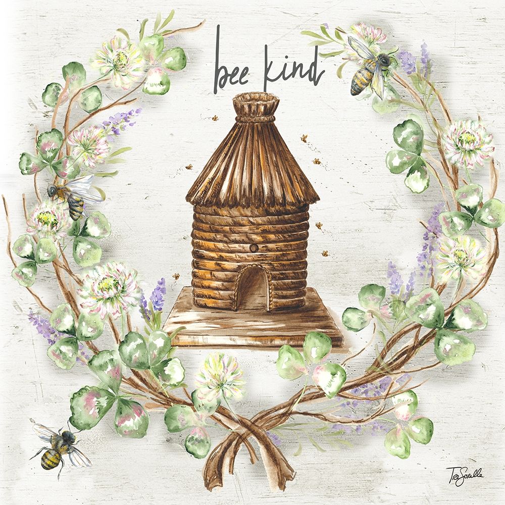 Wall Art Painting id:299175, Name: Honey Bee and Clover Wreath III, Artist: Tre Sorelle Studios