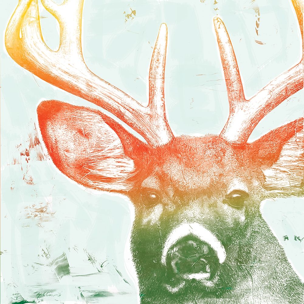Art Print: Portrait of a Deer rainbow